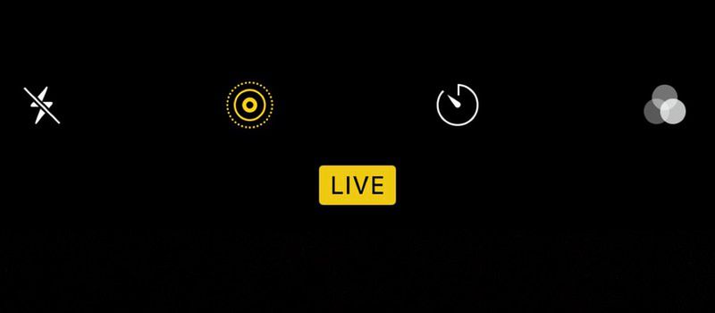 Włączona funkcja Live Photos zostanie podkreślona na żółto oraz wyświetli się napis "Live" na górze ekranu.