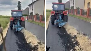 Rolnik z Gliwic przyznaje, że zniszczył asfalt. "To moja własność"