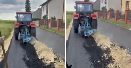 Rolnik z Gliwic przyznaje, że zniszczył asfalt. "To moja własność"