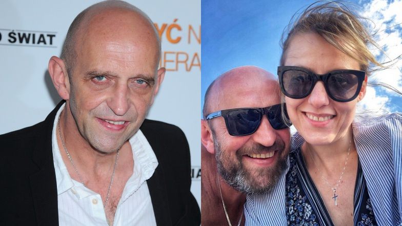 Janusz Chabior pozuje z żoną do wspólnego selfie