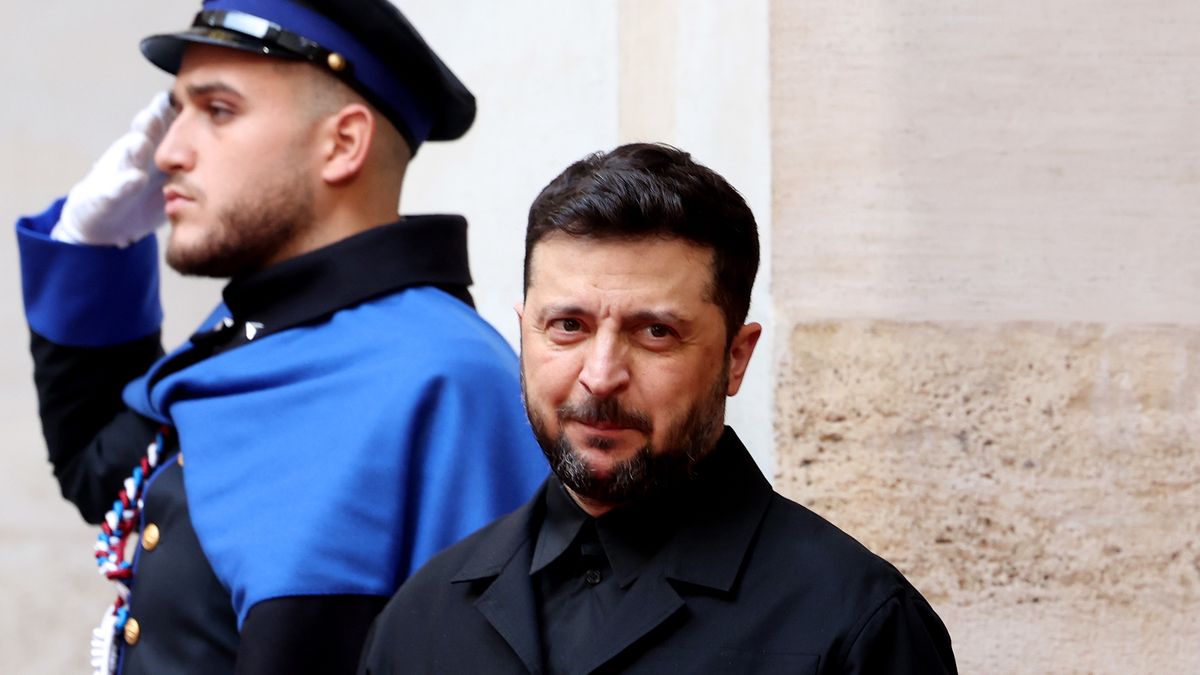 ROME, ITALY - 2025/12/09: Ukrainian President Volodymyr Zelensky during the meeting at Palazzo Chigi. Italian Prime Minister Giorgia Meloni met with Ukrainian President Volodymyr Zelensky at Palazzo Chigi in Rome, for high-level talks focused on bilateral cooperation and the ongoing situation in Ukraine. (Photo by Marco Iacobucci/SOPA Images/LightRocket via Getty Images)