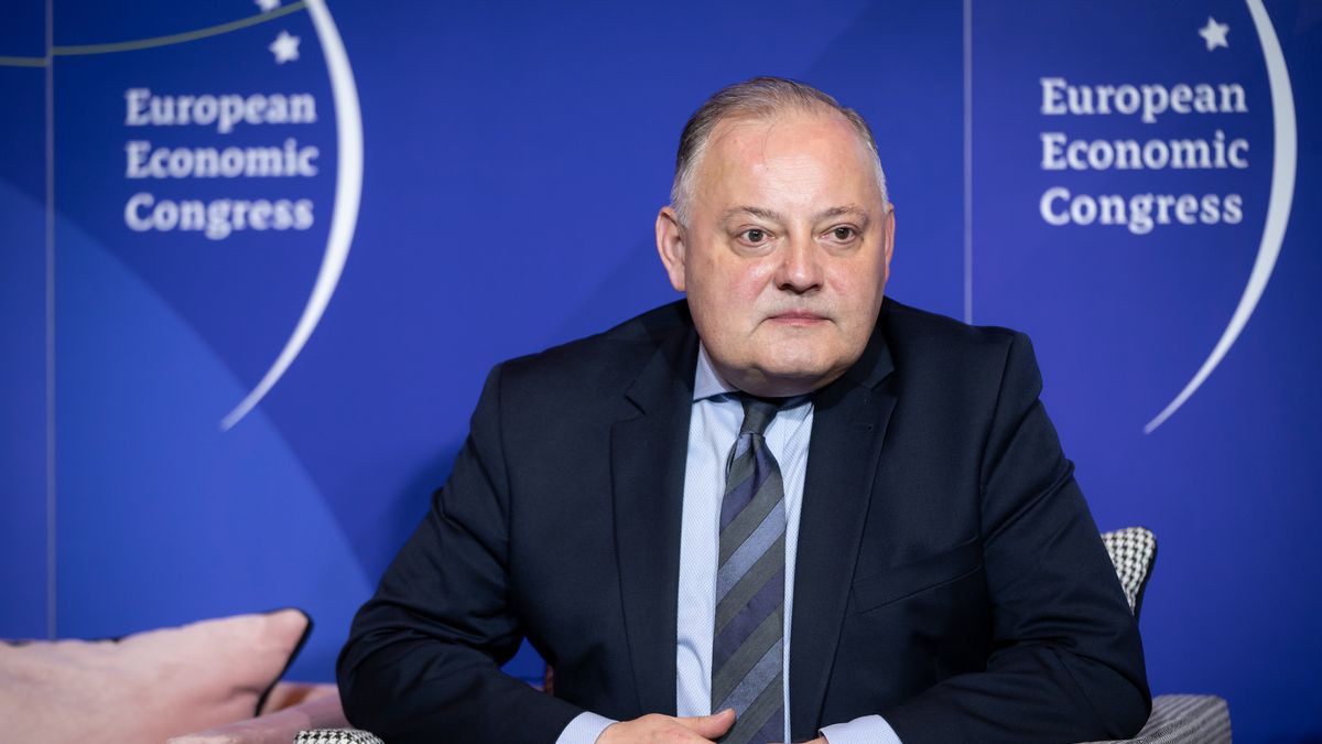 Wojciech Dabrowski (Chairman of the Board, PGE Polska Grupa Energetyczna SA; Chairman of the, Governing Board, Polish Electricity Association) during the European Economic Congress in Katowice, Poland on April 26,  2022 (Photo by Mateusz Wlodarczyk/NurPhoto via Getty Images)