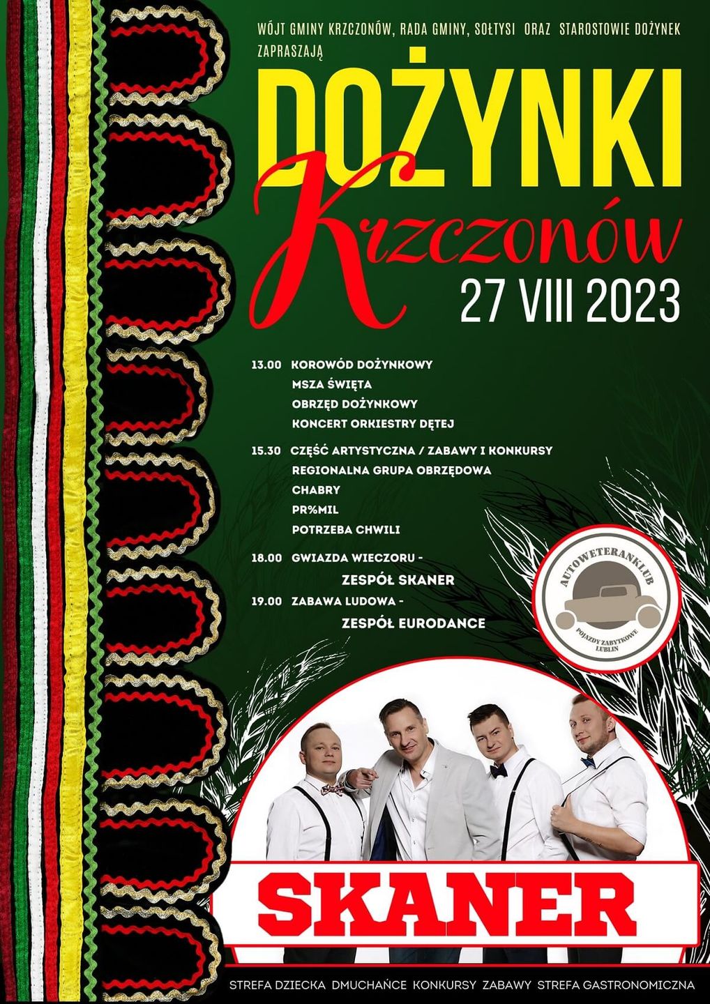 Dożynki w Krzczonowie 2023 - plakat, program wydarzenia