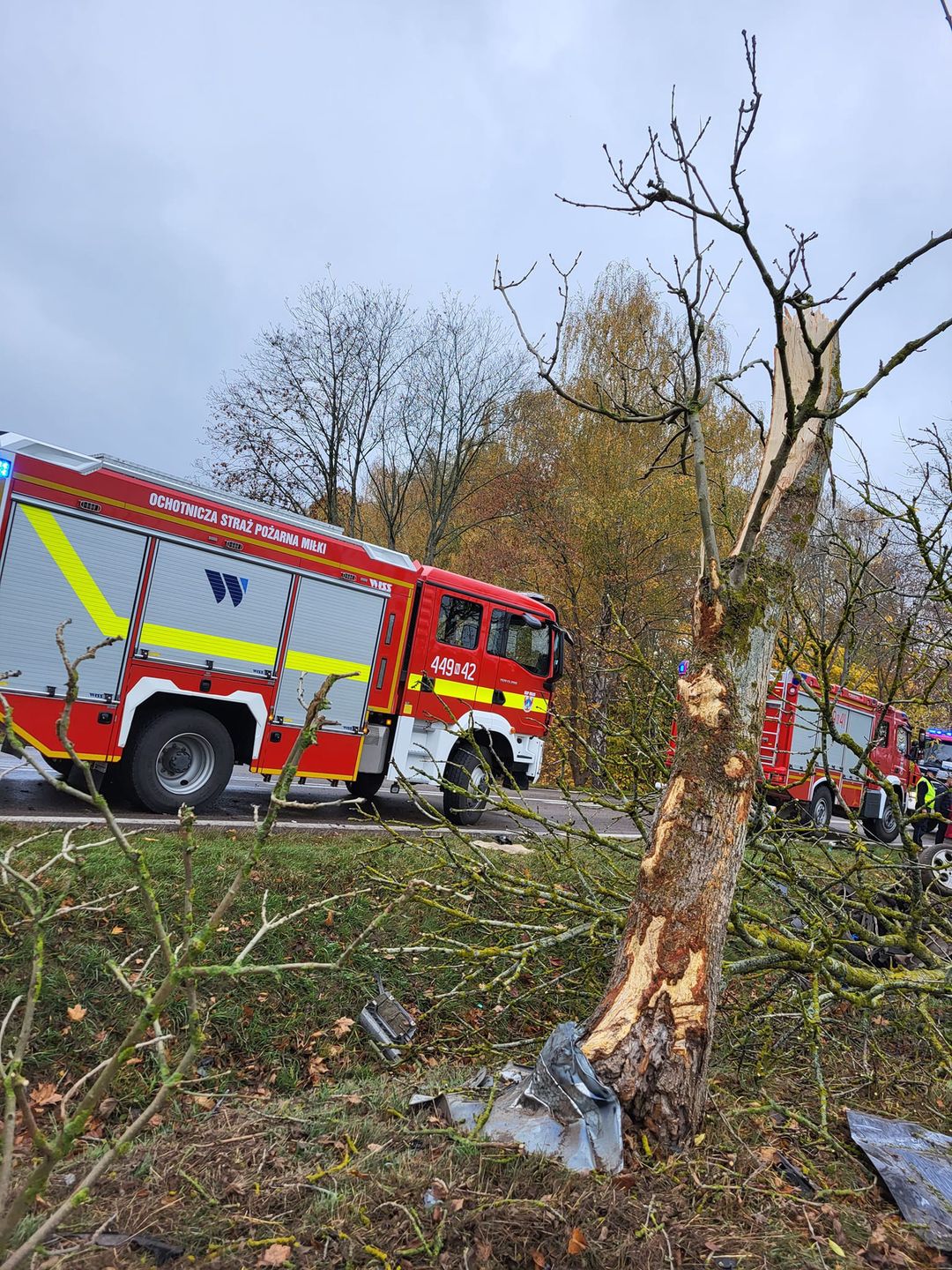 Wypadek na dk 63 pod Miłkami 