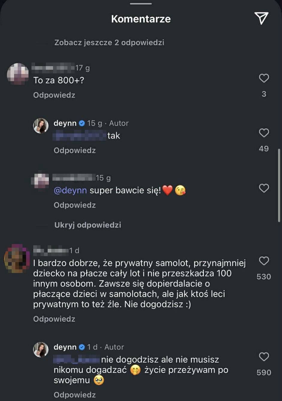 Deynn dyskutuje z internautami