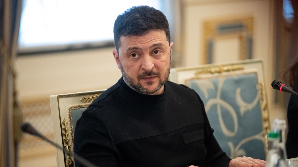 President of Ukraine Volodymyr Zelenskyy attends a joint briefing with government officials in Kyiv, Ukraine, on March 5, 2026 (Photo by Danylo Antoniuk/Ukrinform) (Photo credit should read Danylo Antoniuk/ Ukrinform/Future Publishing via Getty Images)