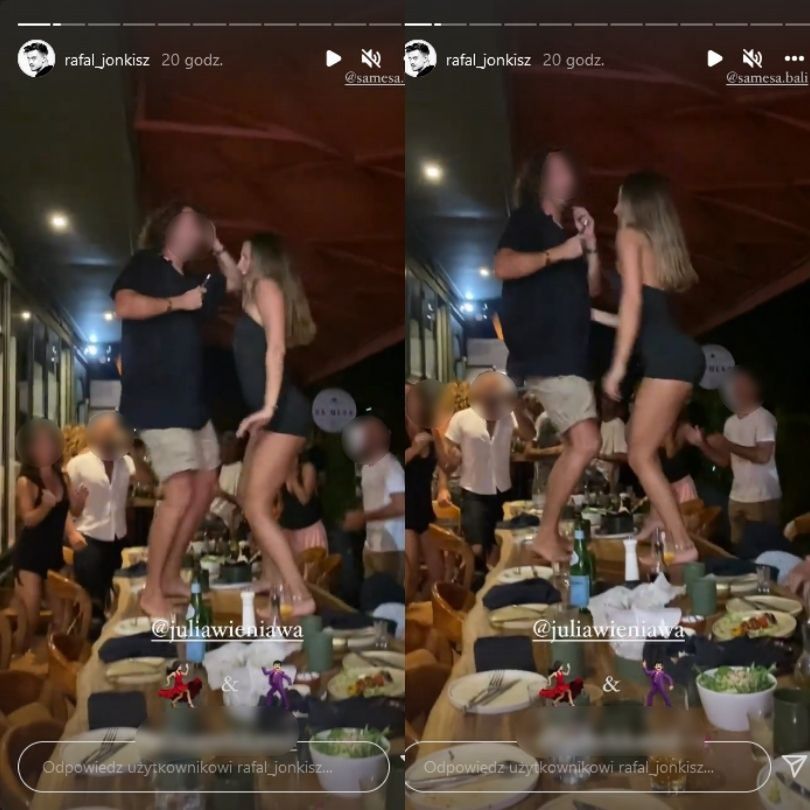 Julia Wieniawa tańczy na stole na Bali