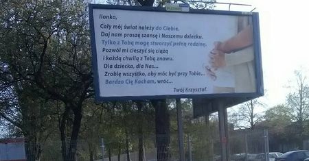 „Ilonko… bardzo Cię Kocham, wróć…”. Nietypowe wyznanie na billboardzie