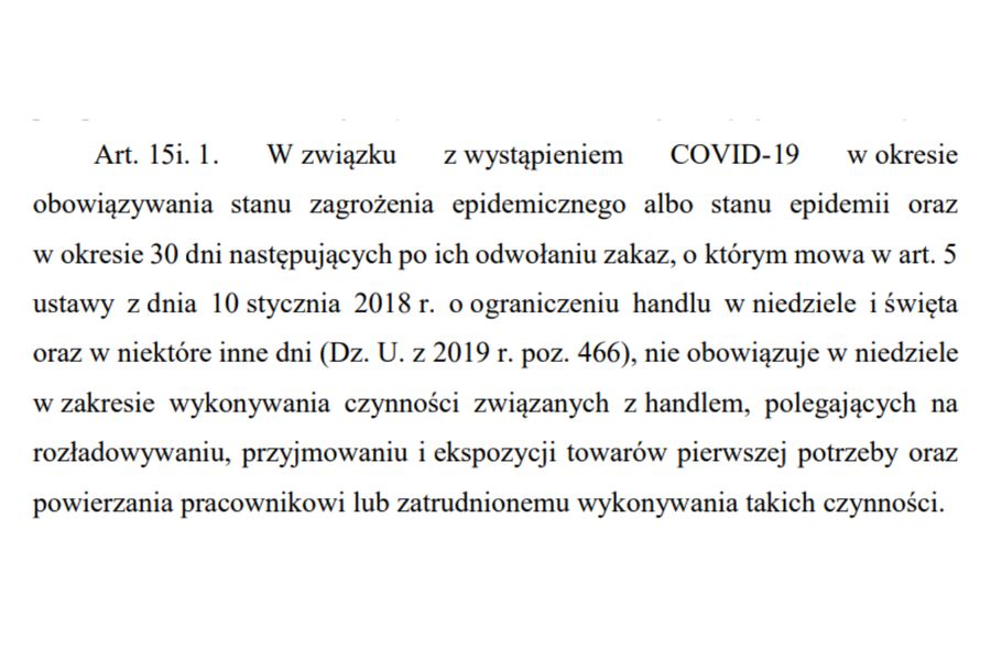 Przepisy dotyczące zakazu handlu w niedziele