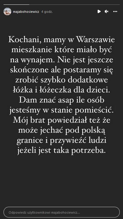 Maja Bohosiewicz chce przyjąć do swojego mieszkania uchodźców
