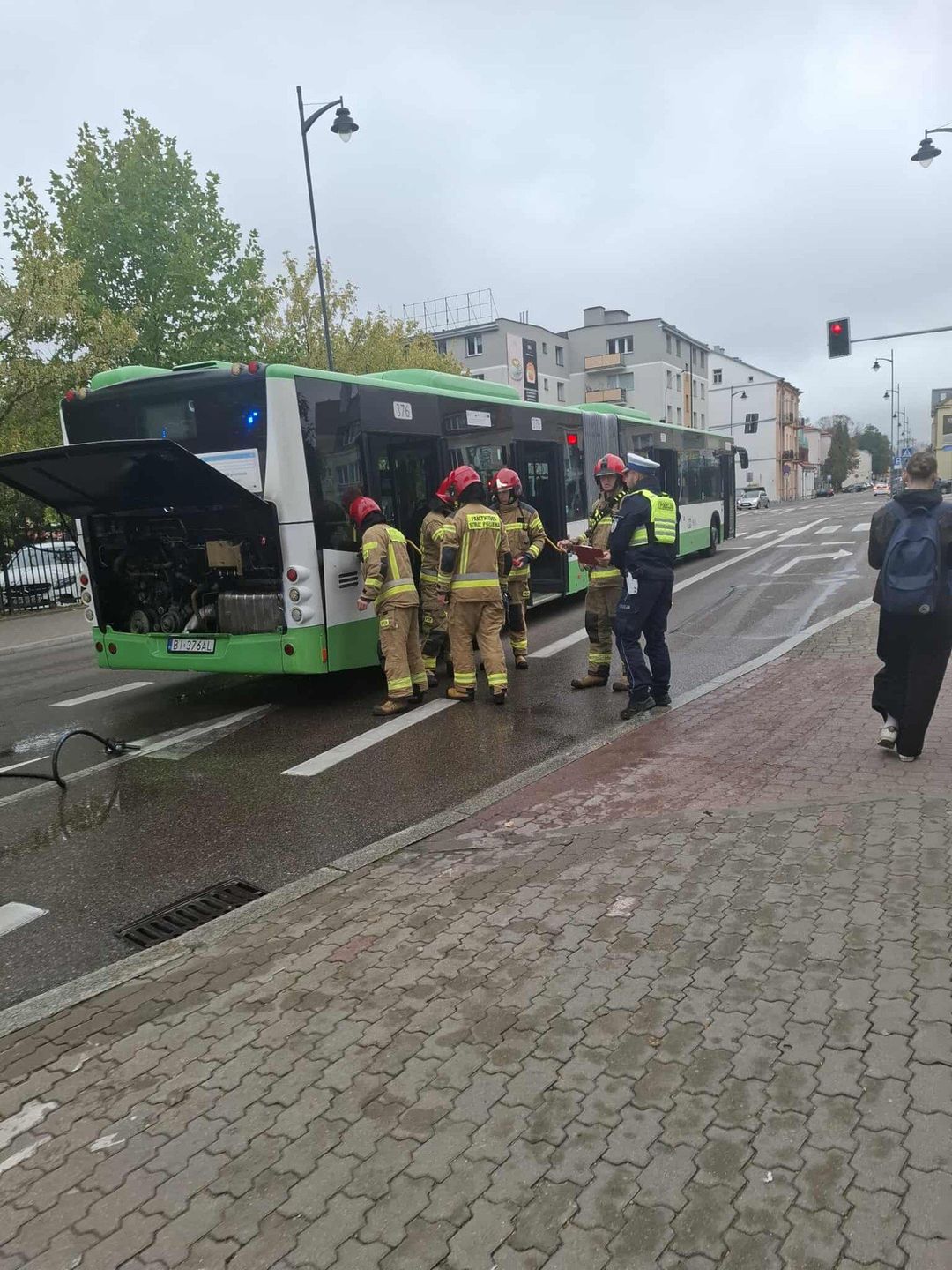Pożar autobusu w Białymstoku