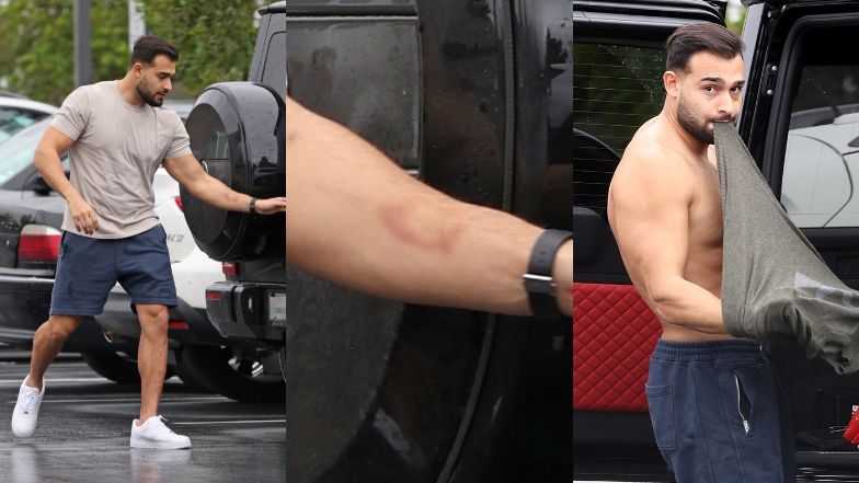 Mąż Britney Spears przebiera się na parkingu. Na jego ciele widać było siniaki