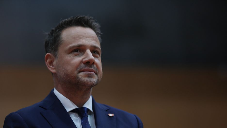 In Krakow, Poland, on November 16, 2024, Rafal Trzaskowski, a candidate for president in the primaries, attends a meeting at Hala Com-Com Zone in Nowa Huta. Mayor of Warsaw Rafal Trzaskowski faces Minister of Foreign Affairs Radoslaw Sikorski in the primaries of the Civic Platform party. (Photo by Klaudia Radecka/NurPhoto via Getty Images)