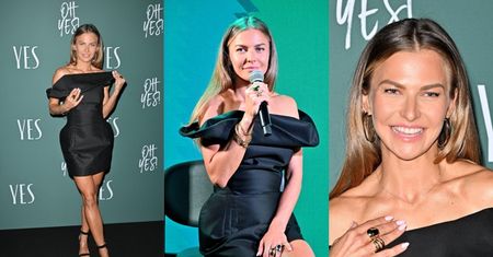 Anna Lewandowska eksponuje ramiona i umięśnione nogi w "małej czarnej", wdzięcząc się do obiektywów na evencie marki biżuteryjnej