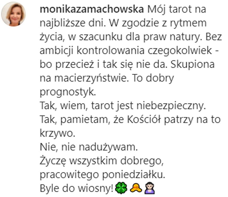 Monika Zamachowska stawia sobie tarota