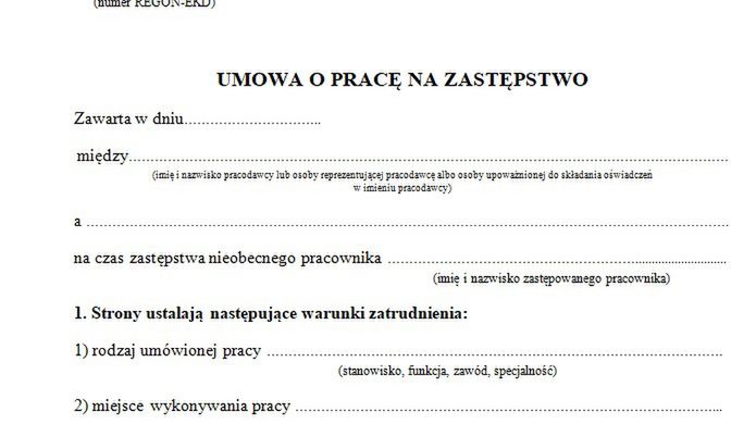 Wzór umowy o pracę do pobrania