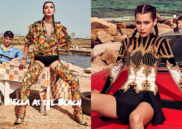 Bella Hadid na plaży w japońskim "Vogue'u"