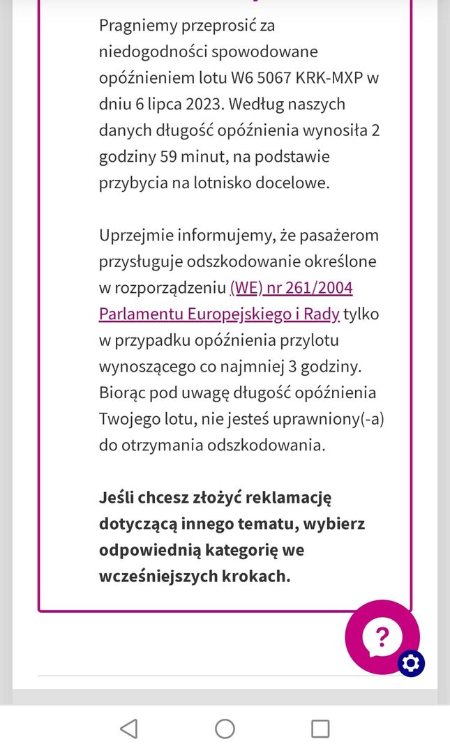 Taką informację otrzymała pasażerka linii WizzAir