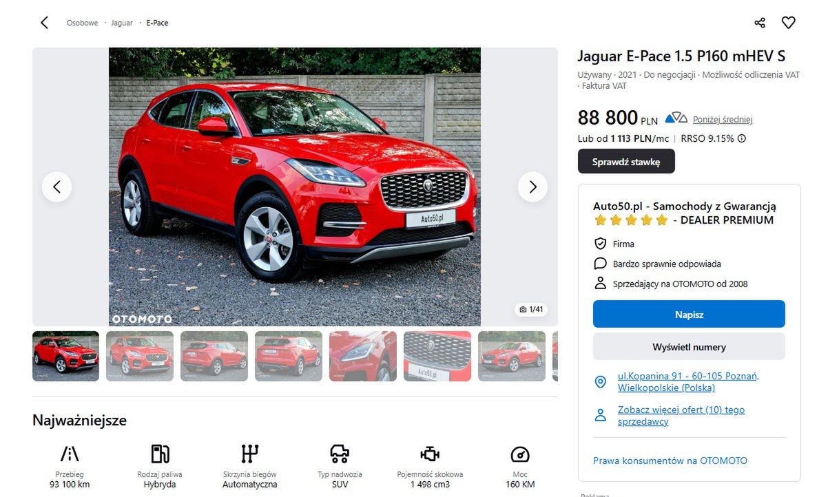 Zrzut ekranu z ogłoszenia