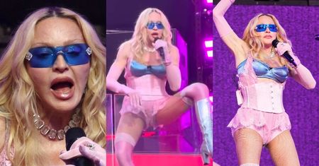 67-letnia Madonna w gorsecie i różowych pantalonach wywijała na Times Square. Fani się przerazili, że WYPADNIE ZA BALUSTRADĘ (WIDEO)