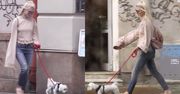 "Modna" Margaret z psem na spacerze (WIDEO)