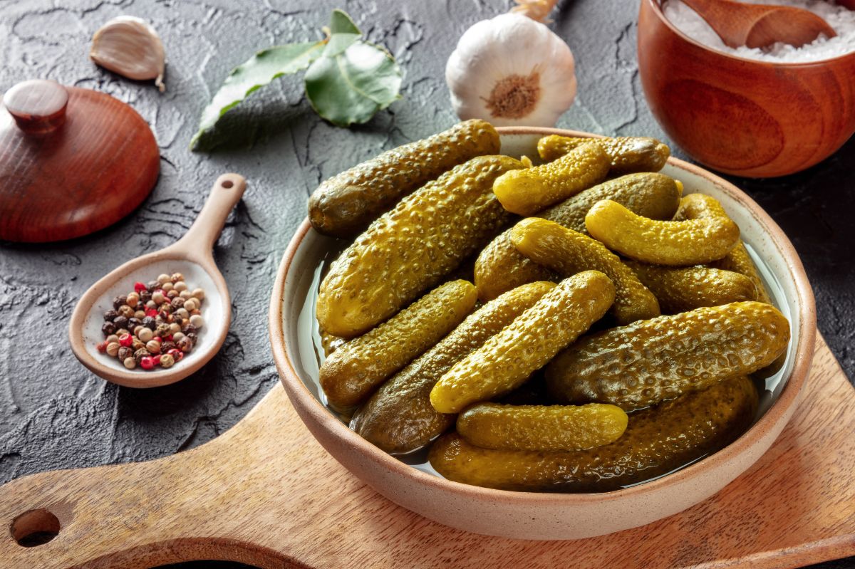 Pickled cucumbers.