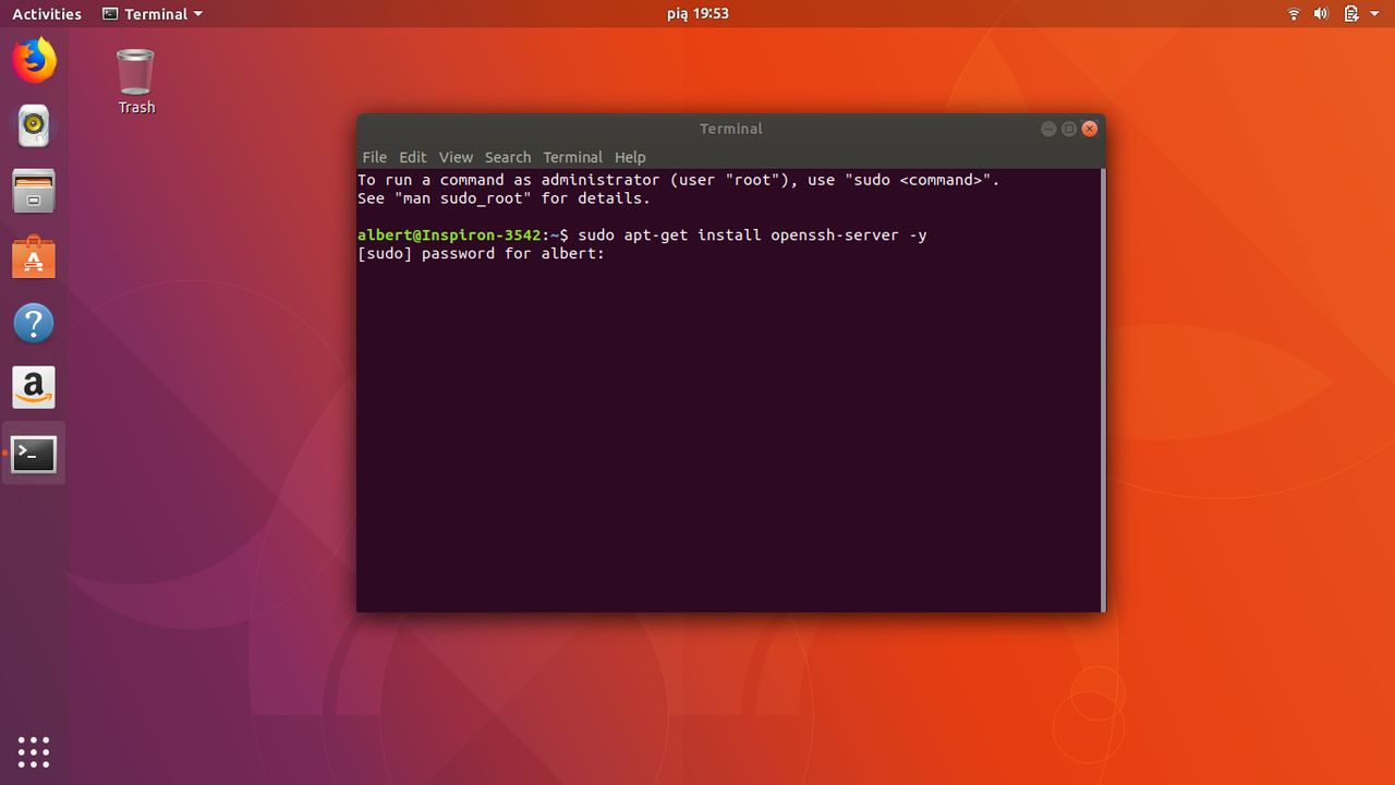 Instalujemy OpenSSH za pomocą przedstawionej komendy