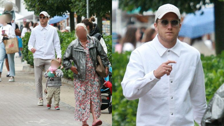 Piotr Zieliński spaceruje po Sopocie z żoną i synkiem