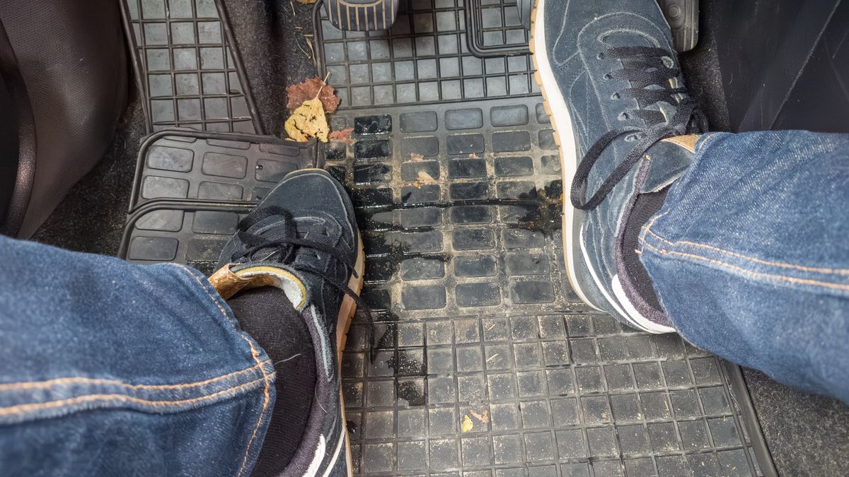 Car Pedals Close-up
First-person view of the driver's feet, dressed in blue jeans and sneakers, pressing the brake pedal.
PATSTOCK