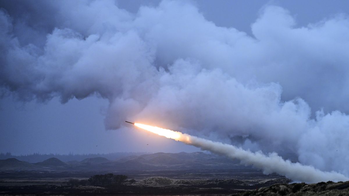 OKSBOL, DENMARK - MARCH 30: The M142 HIMARS rocket is seen during Dynamic Front military exercise led by the United States in the Oksbol training area, Denmark, on March 30, 2023. (Photo by Sergei Gapon/Anadolu Agency via Getty Images)