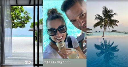 Beata Tadla sączy szampana z mężem Michałem, celebrując miesiąc miodowy na Malediwach (ZDJĘCIA)