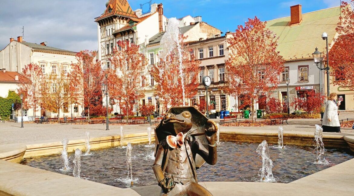 Bielsko-Biała: Żabia fontanna projektu Grzegorza Godawy
