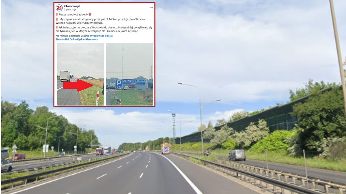 Mężczyzna spacerował po A4.