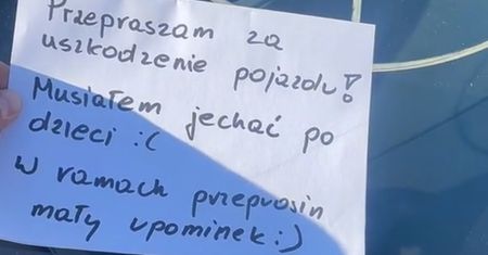 Jego samochód został uszkodzony. Sprawca zostawił mu "mały upominek". Całość to ustawka?