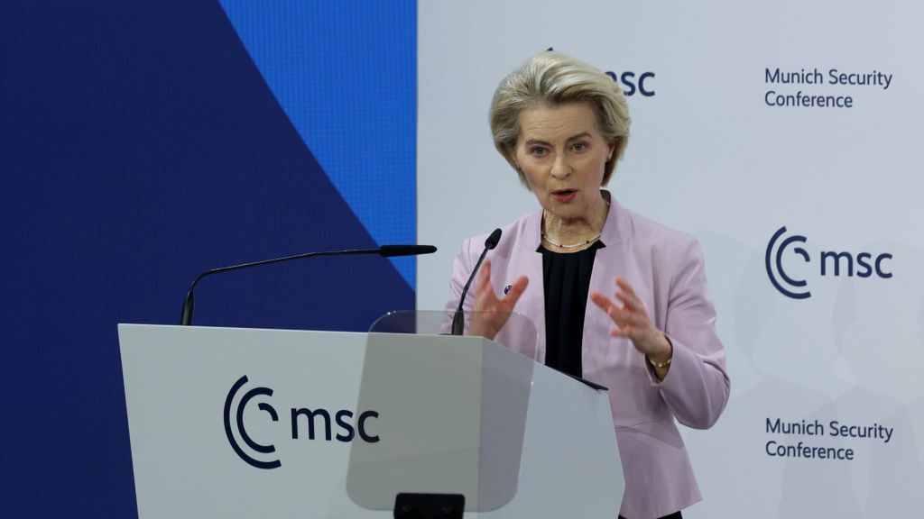 61st Munich Security Conference
MUNICH, GERMANY - FEBRUARY 14: European Commission President Ursula von der Leyen speaks during the 61st Munich Security Conference on February 14, 2025 in Munich, Germany. International defence and security leaders from around the world are gathering for the February 14-16 conference. (Photo by Sean Gallup/Getty Images)
Sean Gallup