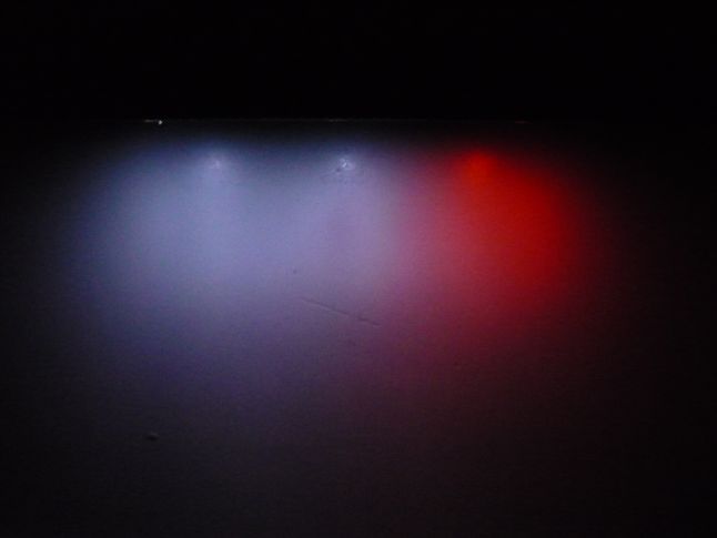 Snop światła rzucany przez diody - widok z góry
