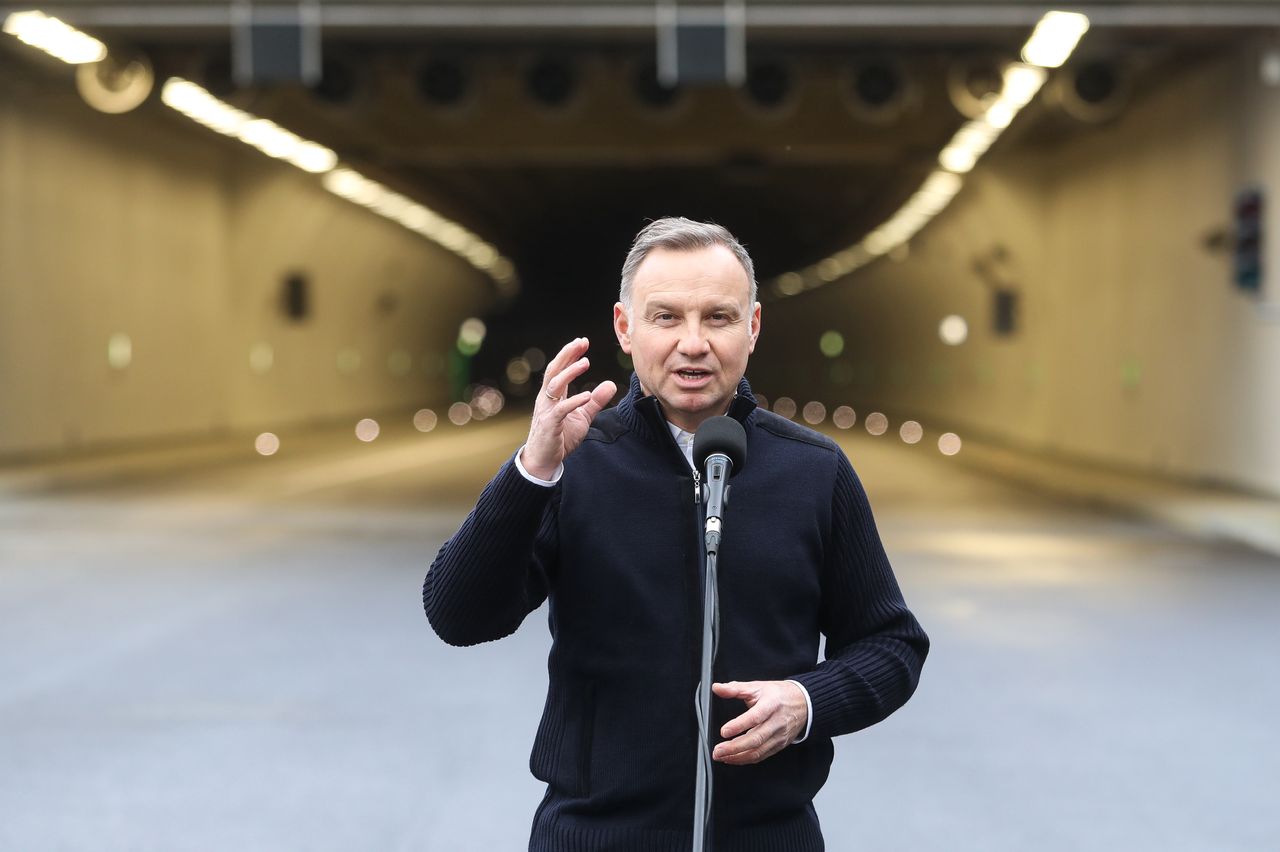 Prezydent Andrzej Duda podczas konferencji prasowej