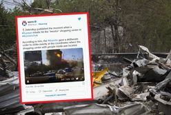 Atak w Krzemieńczuku. Pokazano moment, w którym rosyjski pocisk uderzył w centrum handlowe