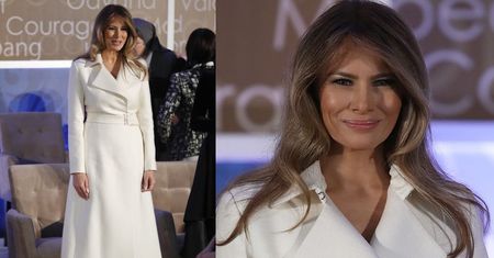 Melania Trump w białej sukience rozdaje nagrody dla kobiet (ZDJĘCIA)
