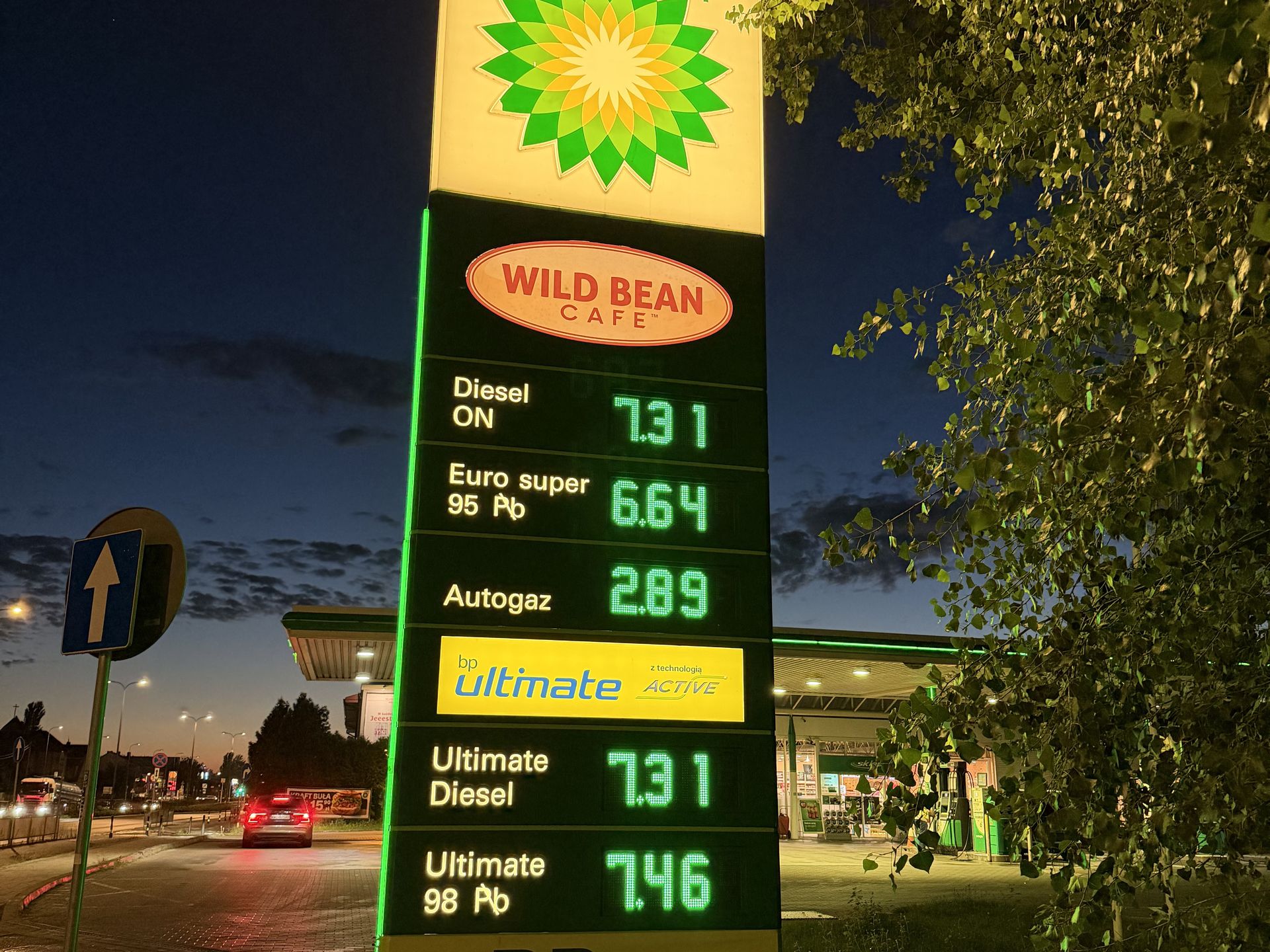 Ceny paliw na BP przy ul. Łodygowej w Warszawie 31.08