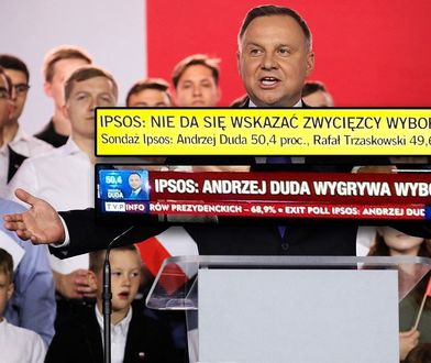 Ipsos podaje, że nie może wskazać zwycięzcy wyborów. TVP wskazuje Andrzeja Dudę