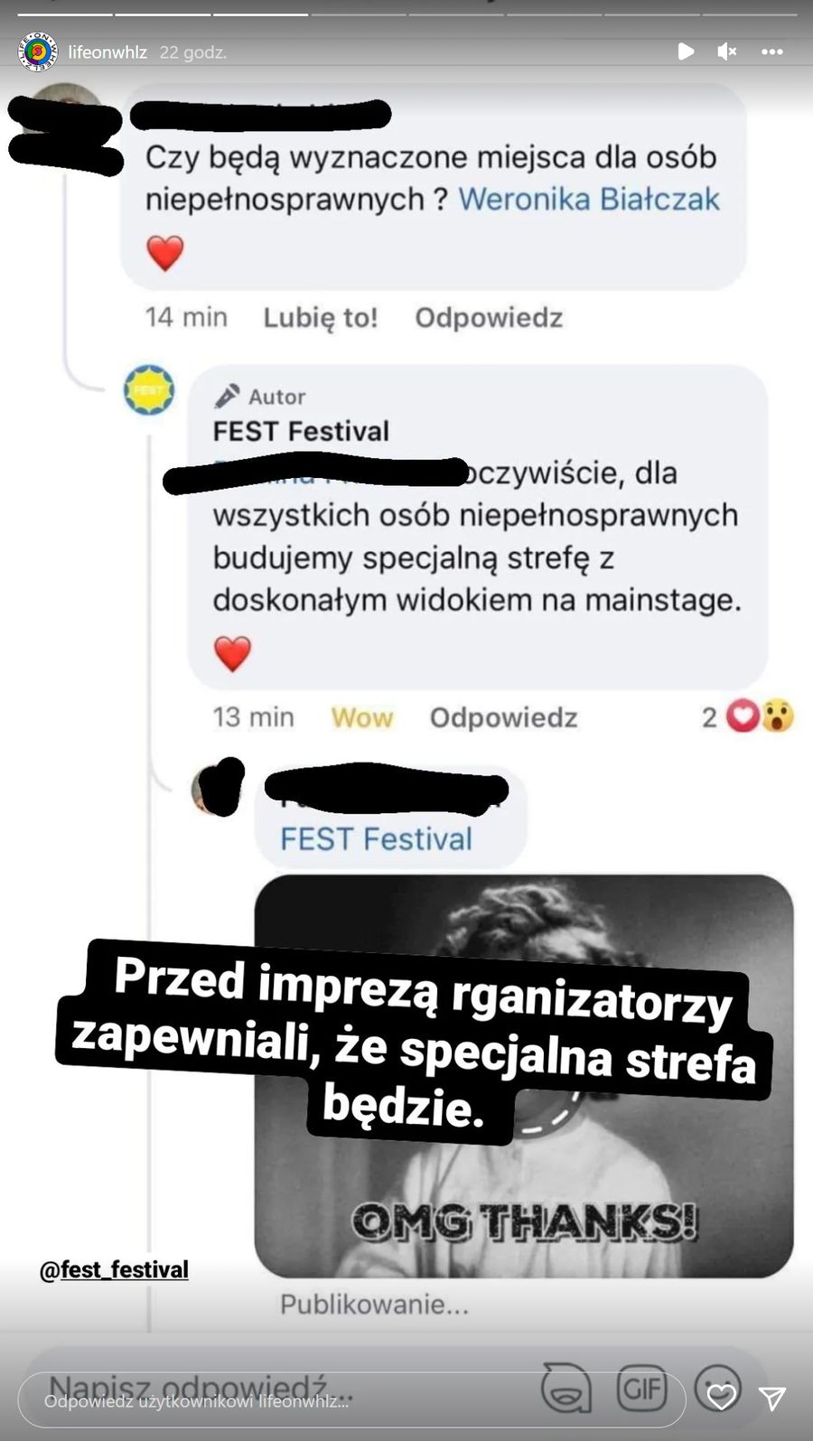 FEST Festival i ogromna wpadka z udogodnieniami dla osób na wózku