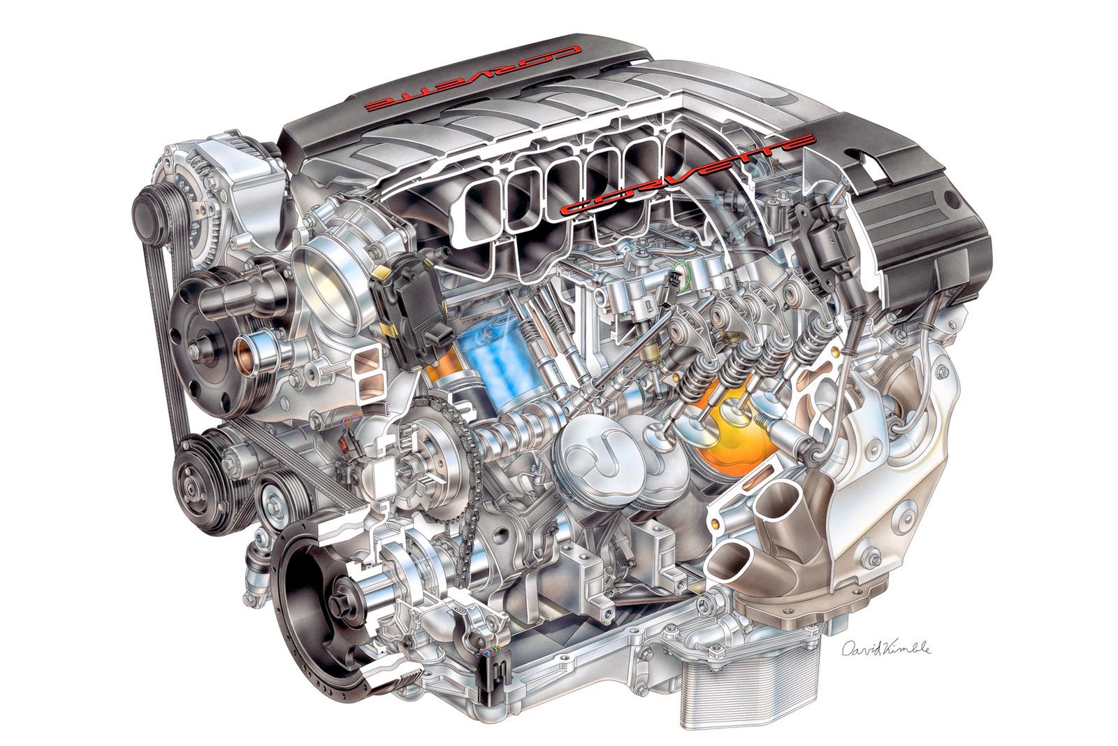 2014 "LT-1" 6.2L V-8 VVT DI (LT1) for Chevrolet Corvette - David Kimble Illustration