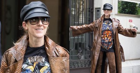 Celine Dion zamiata paryski chodnik PŁASZCZEM Z PYTONA za 86 TYSIĘCY (ZDJĘCIA)