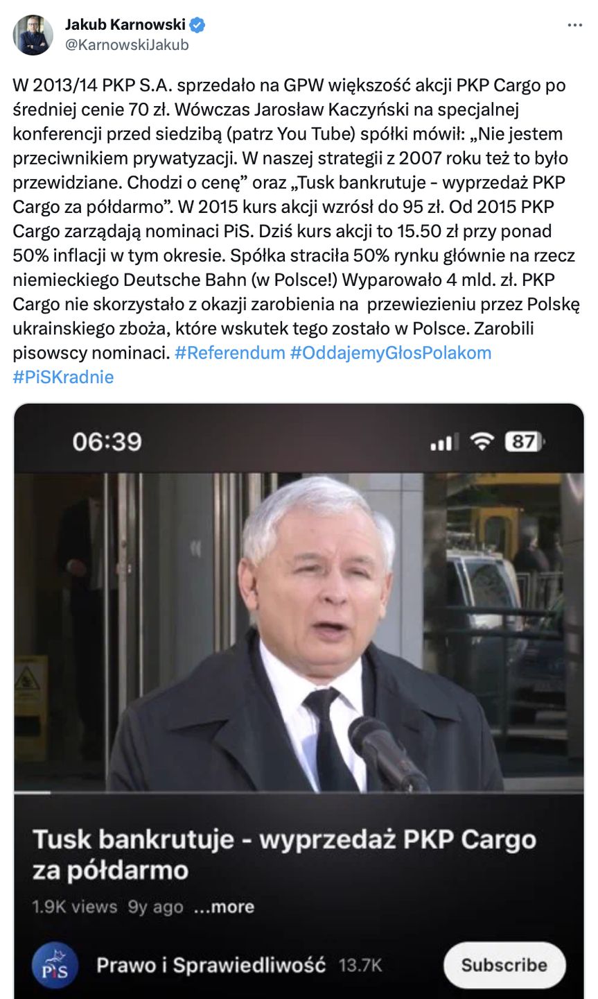 Tweet Jakuba Karnowskiego