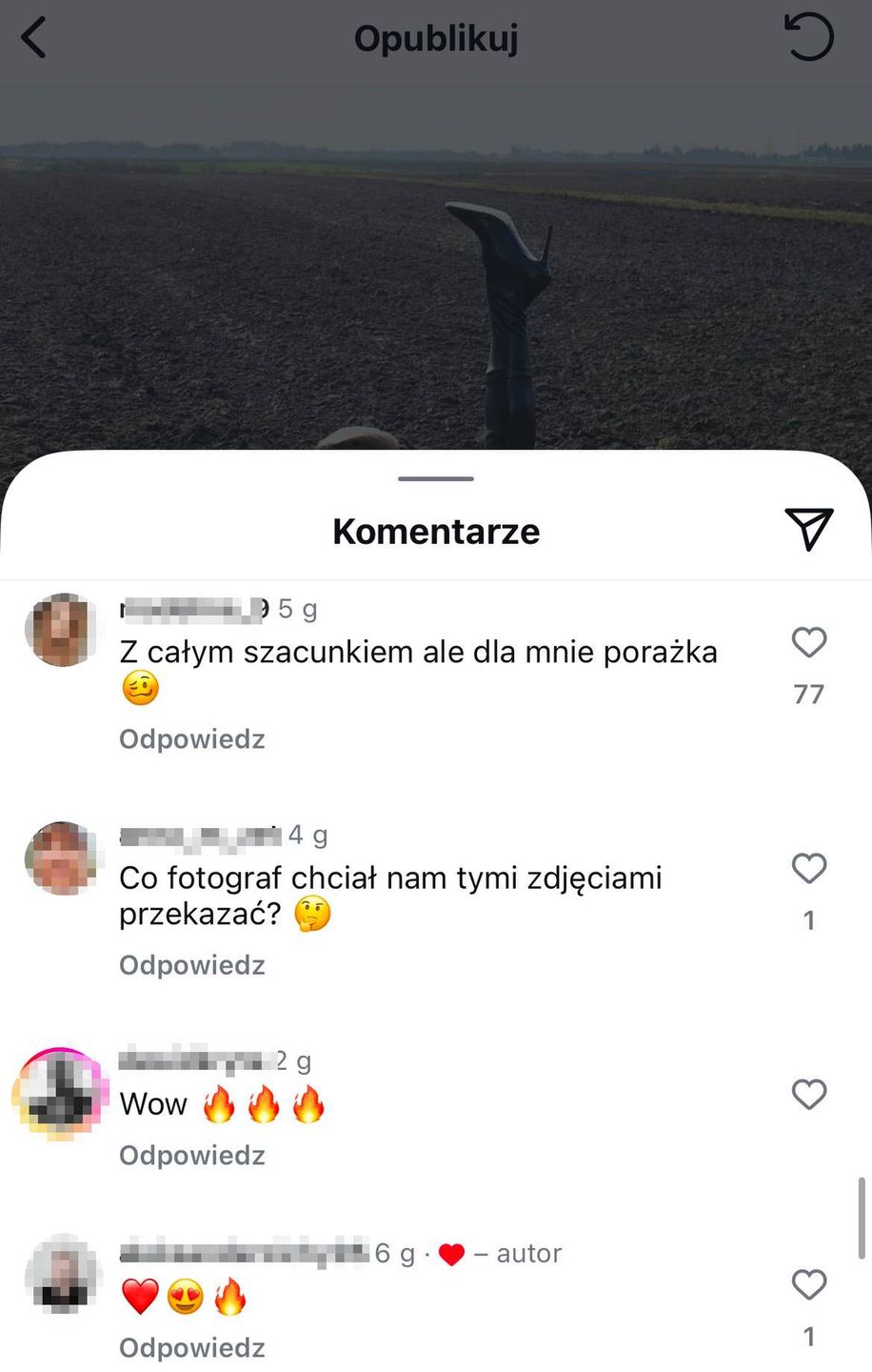 Komentarze pod wpisem