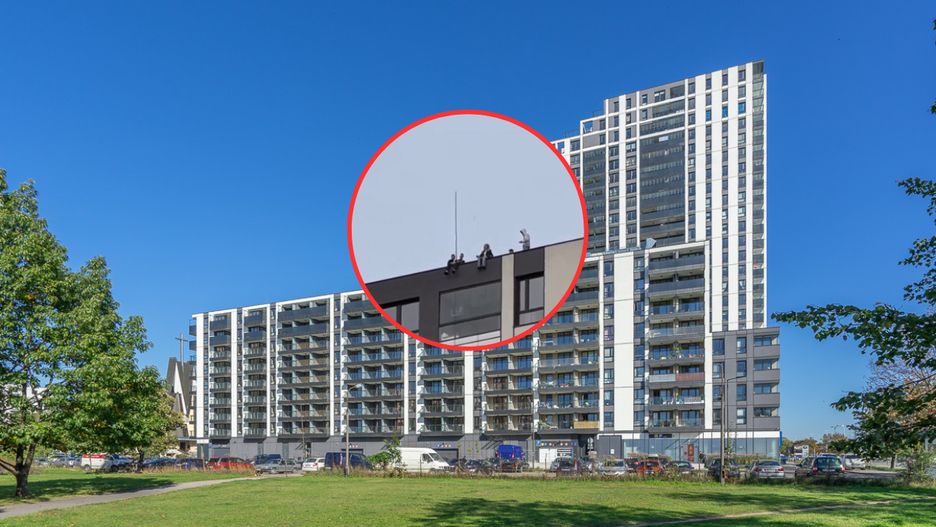 Młodzież weszła na dach wieżowca