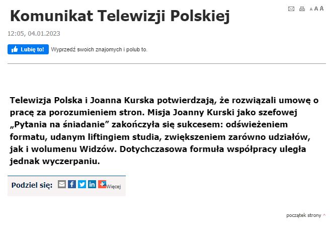 Oświadczenie Telewizji Polskiej