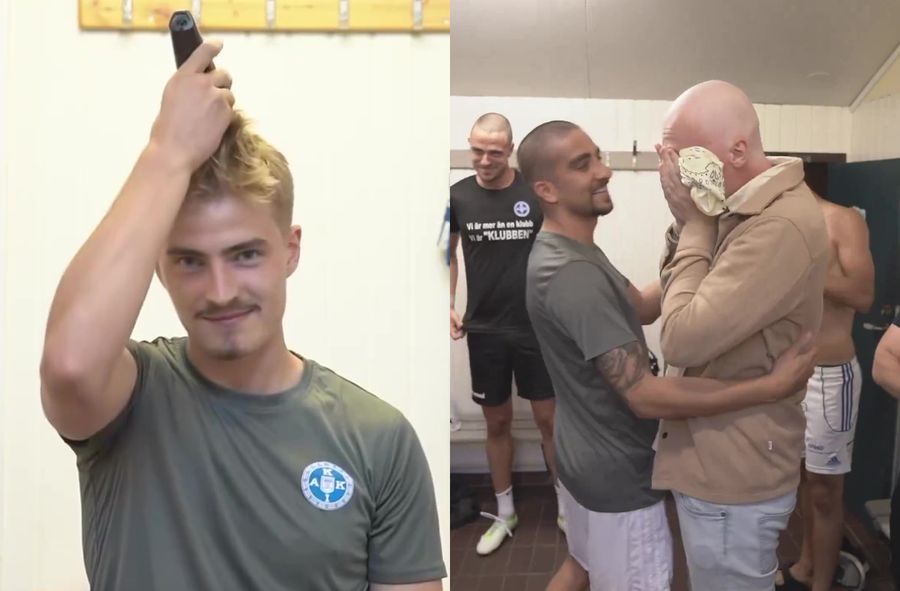 Swedish football players support team’s captain battling cancer by shaving their heads