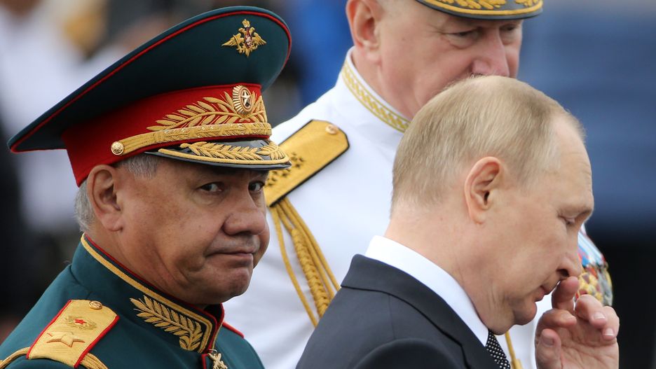 Russian President Putin Attends Navy Day Parade
SAINT PETERSBURG, RUSSIA - JULY 31: (RUSSIA OUT) Russian President Vladimir Putin (R) and Defense Minister Sergei Shoigu (L) seen during the Navy Day Parade, on July, 31 2022, in Saint Petersburg, Russia. President Vladimir Putin has arrived to Saint Petersburg to review Main Naval Parade involving over 50 military ships on Russia's Navy Day. (Photo by Contributor/Getty Images)
Contributor